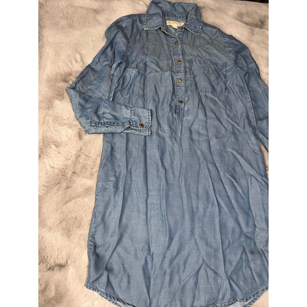 Michael Kors Denim Shirt Dress Long Sleeve Casual XS - Picture 4 of 16